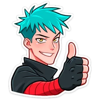 👍 动漫, 点赞, 卡通, 手势, 积极, 肖像, 角色 telegram sticker
