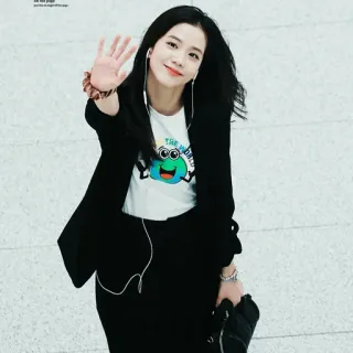 🦄 THE WORLD женщина, K-pop, Blackpink, рука, машет whatsapp sticker