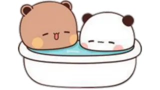 🫖 oso, panda, dibujos animados, lindo, baño, relajante telegram sticker
