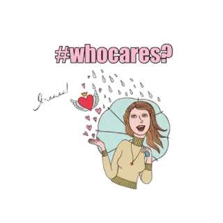 💁 #whocares? actitud, indiferencia, casual, hashtag, mujer whatsapp sticker