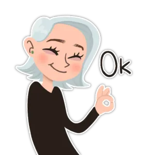 👌 Ok 오케이, 제스처, 만화, 여자 telegram sticker