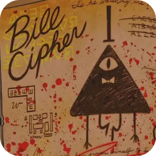 📖 Bill Cipher Gravity Falls บิล ไซเฟอร์, Gravity Falls, สามเหลี่ยม, ตาเดียว, หูกระต่าย, การ์ตูน telegram sticker