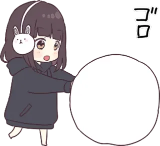 ❄️ ゴ Аниме, Девушка, Наушники, Облачко речи, Японский whatsapp sticker