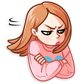 😒 Desenho animado, Irritado(a), Mulher, Ilustração, Chateado(a), Personagem telegram sticker