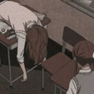 🤦‍♀ học sinh, trường học, lớp học, bàn học, mệt mỏi, phong cách anime telegram sticker