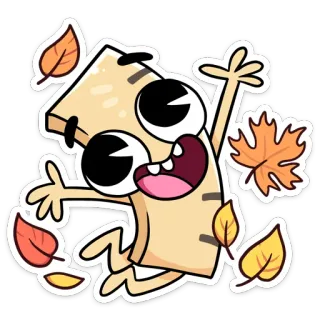 🍂 Kartun, Musim gugur, Daun-daun, Senang, Melompat, Animasi, Lucu whatsapp sticker