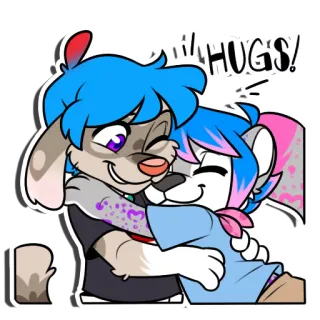 ❤ HUGS! Knuffels, Furry, Schattig, Cartoon, Liefdevol, Vriendschap, Hartverwarmend whatsapp sticker