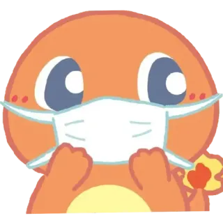 😷 Charmander Pokemon 파이리, 포켓몬, 만화, 스티커, 귀여운, 마스크 whatsapp sticker