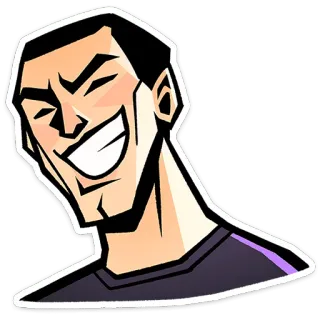⭐ homem, desenho animado, sorriso irônico, personagem, retrato, ilustração telegram sticker