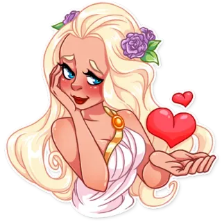 😊 mujer, amor, corazón, dibujos animados, personaje whatsapp sticker