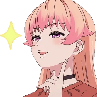 😏 Anime, Garota, Brilho, Fofa, Cabelo rosa, Olhos roxos telegram sticker
