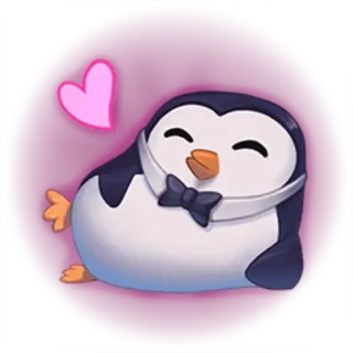 😽 pinguino, carino, cuore, animale, cartone animato telegram sticker