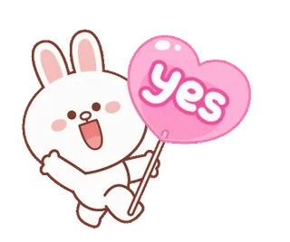 ⭐ Yes милый, кролик, да, сердце, шарик telegram sticker