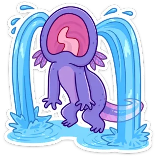 😭 Monster, Cartoon, Weinend, Wasser, Traurig, Lila telegram sticker