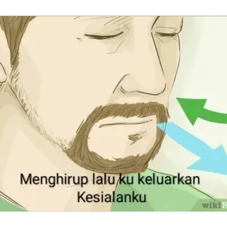 😑 Menghirup lalu ku keluarkan Kesialanku 男, 吸い込む, 吐き出す, インドネシア語テキスト, 呼吸 telegram sticker