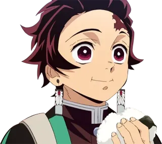 🙂 Tanjiro Kamado Demon Slayer anime, Demon Slayer, Tanjiro, mangá, personagem, sorrindo, bolinho de arroz telegram sticker