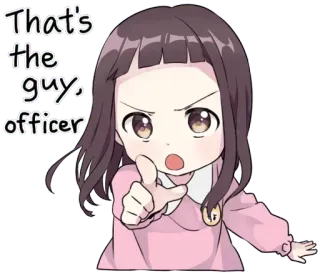 👮‍♂️ That's the guy, officer anime, pointing, officer, cute, girl, accusation telegram sticker