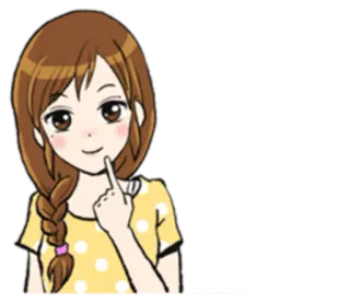 😸 anime, girl, thinking, cute, braid, finger telegram sticker