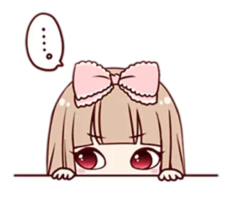 😀 애니메이션, 귀여운, 소녀, 리본, 만화, 스티커 telegram sticker