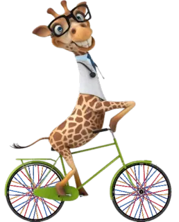 🚵 Giraffe, Fahrrad, Arzt, Cartoon, Tier, Brille telegram sticker