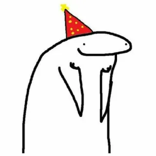 🙂 cartoon, party hat, celebration, drawing, florkofcows telegram sticker