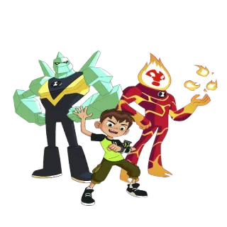 😃 Ben Tennyson Ben 10 Бен 10, Мультфильм, Алмаз, Пламенный, Пришельцы, Персонаж telegram sticker