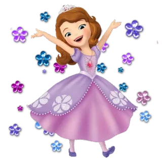 🙋 Sofia princesse, dessin animé, fille, animé, fleurs, couronne telegram sticker