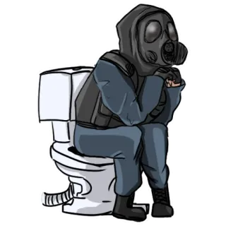🚽 Máscara de gas, Inodoro, Sentado, Counter-Strike, Videojuego, Agente telegram sticker