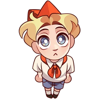 🥹 sticker, boy, cute, cartoon, anime, pioneer, soviet, uniform telegram sticker