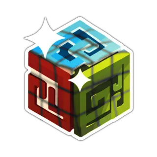 🧠 cube, game, object, puzzle, bright, geometric telegram sticker