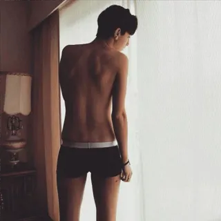 💦 back, underwear, young, body, person, window telegram sticker