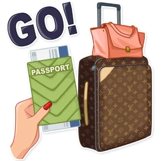 ✈️ GO! путешествия, отпуск, паспорт, багаж, чемодан, билеты, поездка telegram sticker