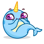 😂 narval, fofo, animal, desenho animado, criatura marinha, fantasia, adesivo telegram sticker