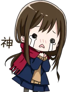 😭 神 animé, triste, larmes, japonais, dessin animé, fille whatsapp sticker