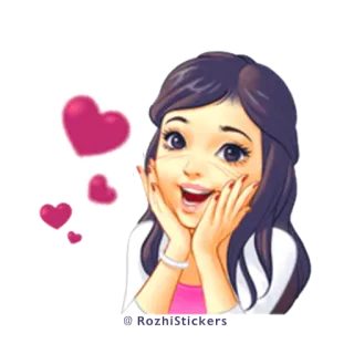 😍 BE MINE FOREVER serca, miłość, kreskówka, dziewczyna, uczucie telegram sticker