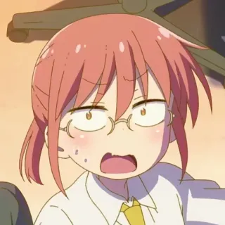 💈 Kobayashi Miss Kobayashi's Dragon Maid Anime, Personaje, Dibujos animados, Preocupado, Dragon Maid, Kobayashi telegram sticker