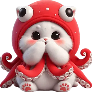 🫢 cat, octopus, animal, cute, kawaii, sticker, cartoon, digital art telegram sticker