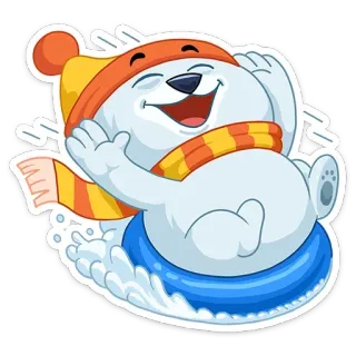 😀 ours polaire, dessin animé, hiver, neige, joyeux, animal telegram sticker
