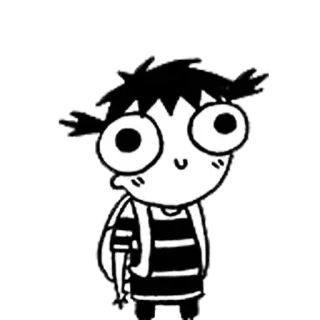 😌 cartoon, illustration, character, girl, backpack, simple telegram sticker