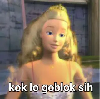 🤮 kok lo goblok sih barbie, boneka, meme, indonesia, teks whatsapp sticker