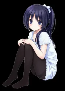 🙁 Anime, Garota, Desenho animado, Fofo, Sentada, Ilustração telegram sticker