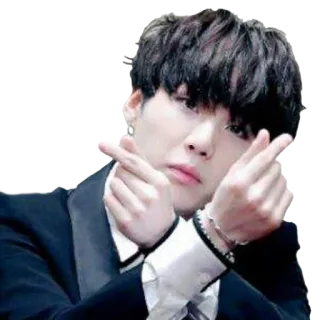 💖 kpop, min yoongi, suga, bts, coração com os dedos, idol telegram sticker