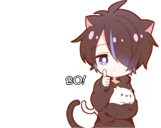 👍 BO! Anime, Gato, Menino, Fofo, Kawaii, Chibi telegram sticker