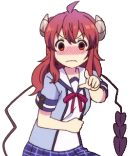 👆 Yuuko Yoshida Machikado Mazoku Anime, Ragazza demone, Ragazza anime, Carina, Corna, Rossore, Machikado Mazoku telegram sticker