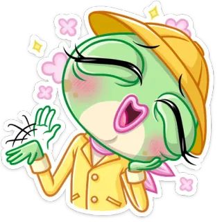 ☺️ лягушка, мультфильм, животное, персонаж, милый, наклейка telegram sticker