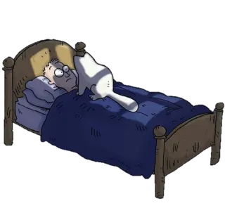 💤 cat, bed, sleep, waking, cartoon, funny whatsapp sticker