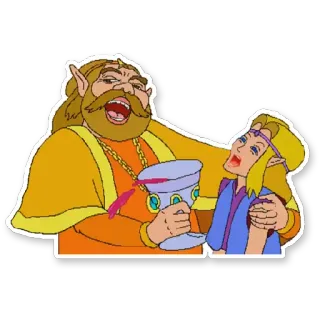 😂 King Harkinian The Legend of Zelda video game, character, king, legend of zelda, drinking, cartoon telegram sticker