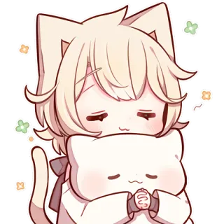 😌 chibi, kawaii, cat, cute, animal, sticker, anime telegram sticker