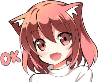👌 OK Anime, Garota, Orelhas de gato, Ok, Fofo telegram sticker