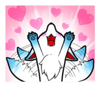 ❤ raposa, anime, fofo, animal, kawaii, amor, corações whatsapp sticker